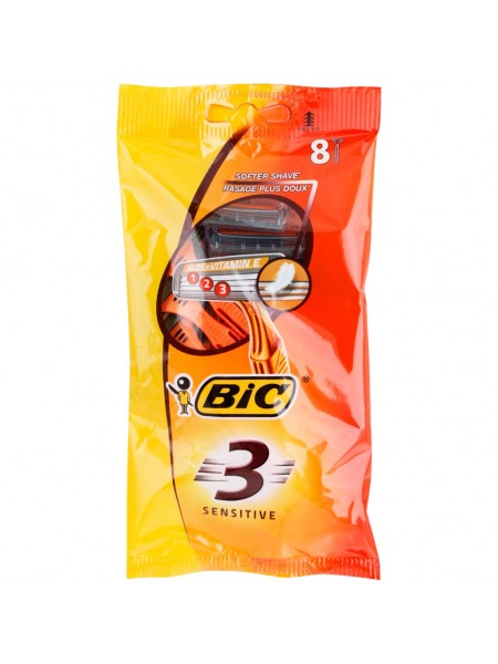 Одноразовые станки Bic 3 (коричневый пакет) (8шт)